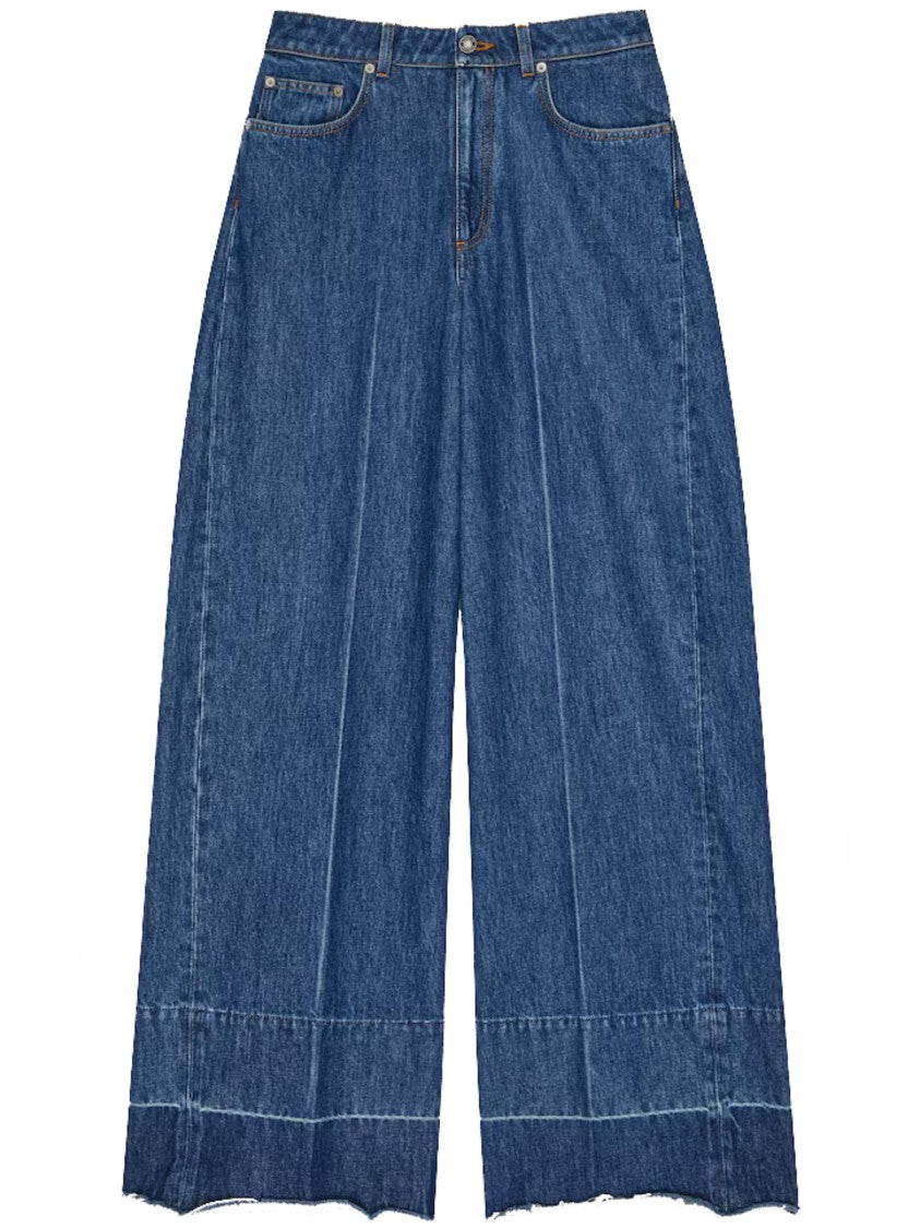 Givenchy Wide-Leg Denim Trousers With Raw Edge Hem And Classic Five-Pocket Design