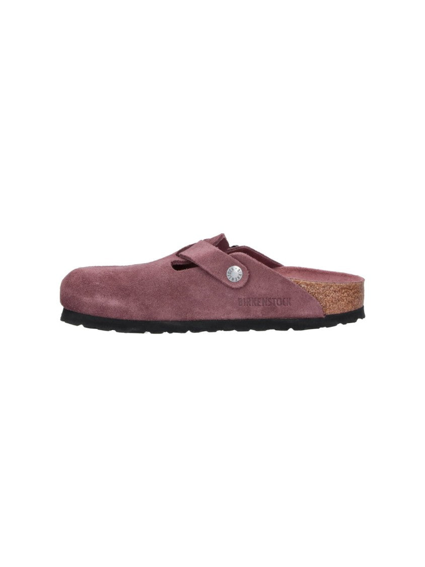 Birkenstock Beige Boston Calfskin Suede Mules