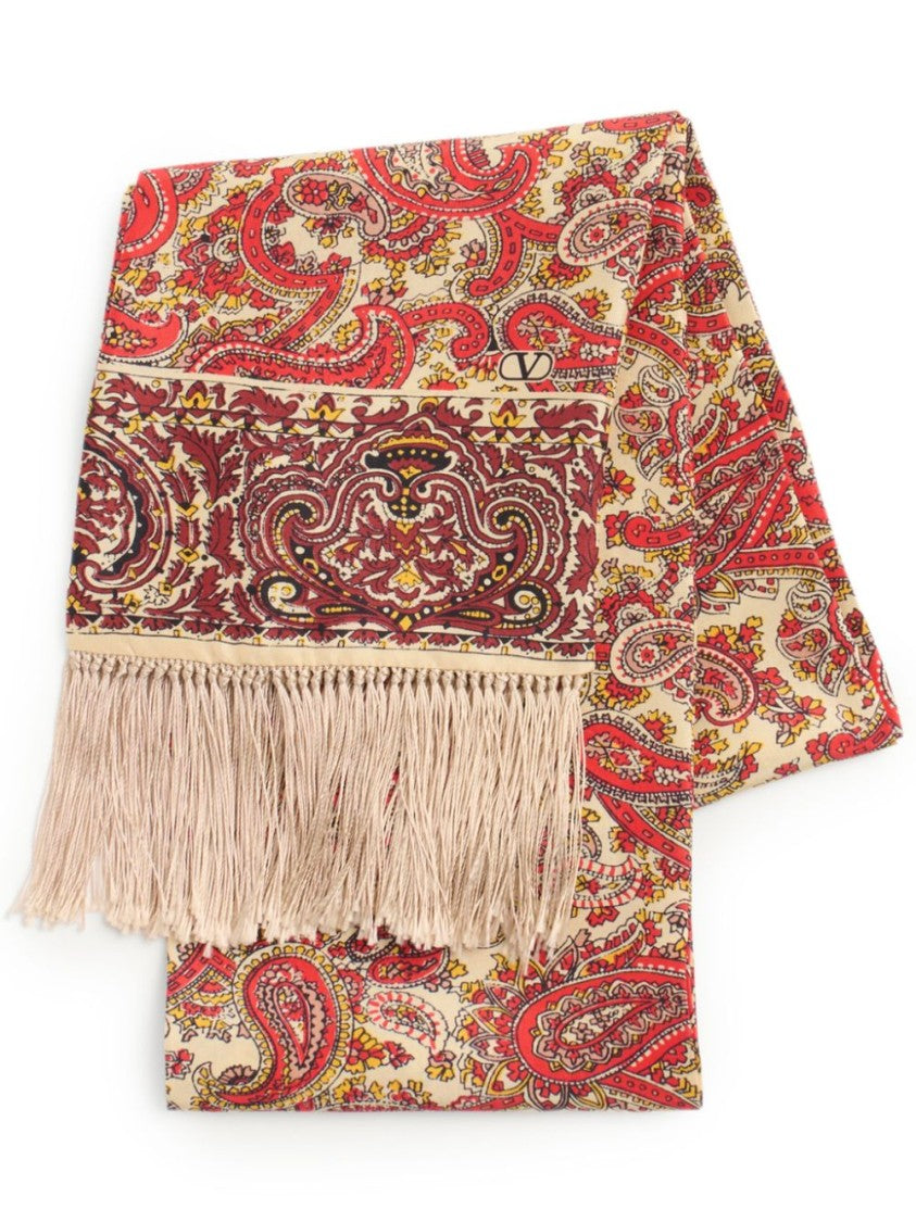 Valentino Multicolour Paisley Print Silk Scarf