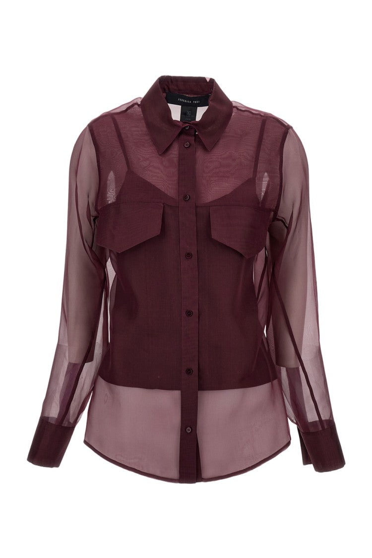 Federica Tosi Sheer Silk Organza Blouse With Pointed Collar