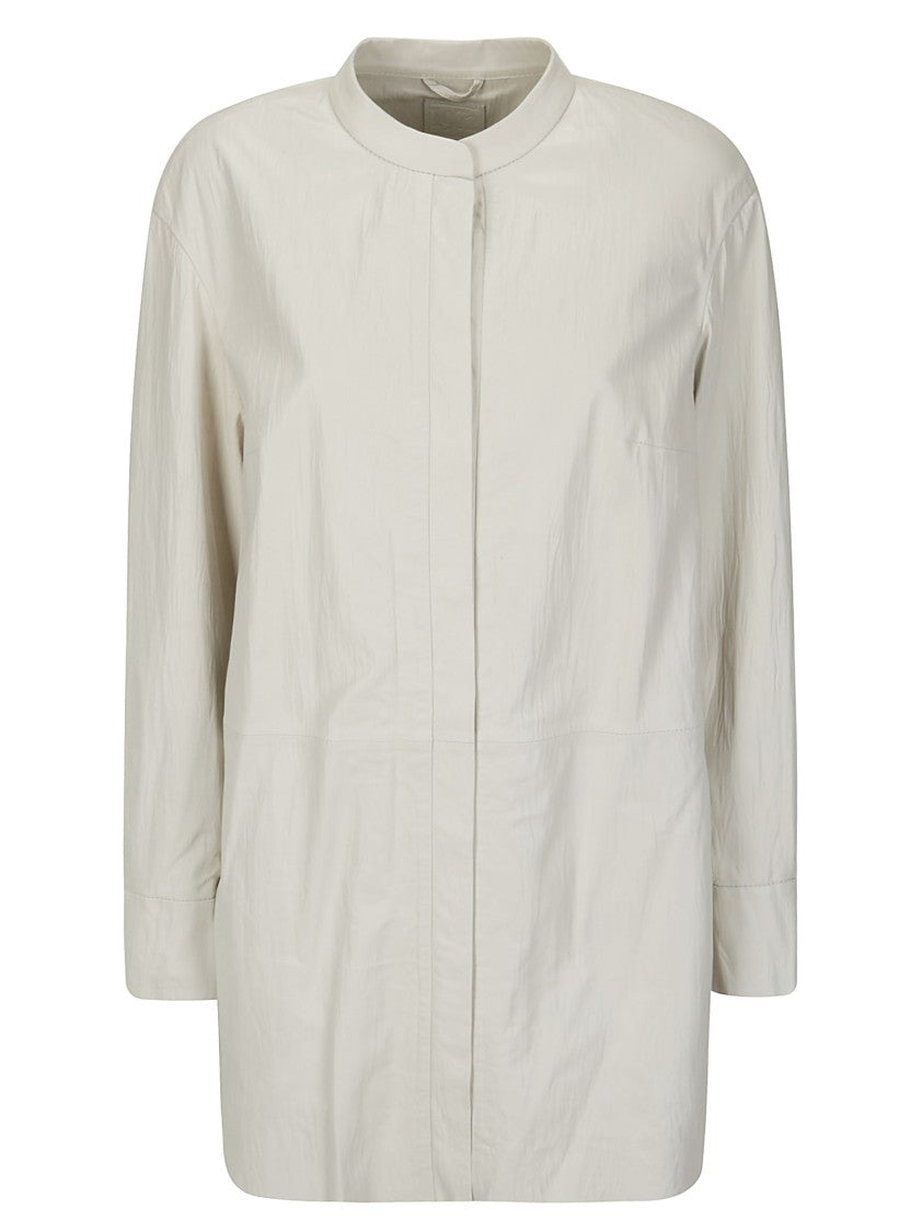 1972 Desa Leather Shirt Jacket 1972 Dessa Beige