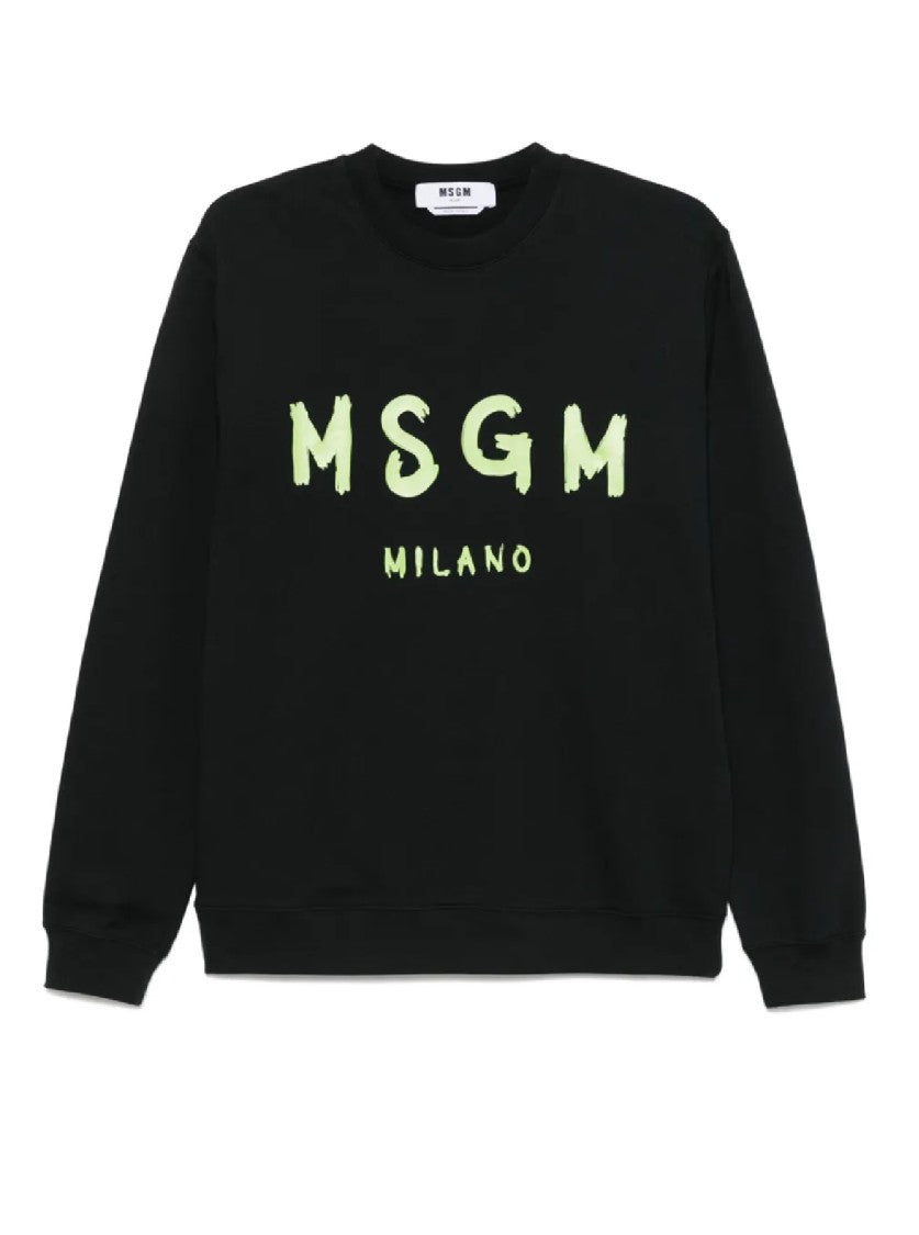 Msgm Relaxed-Fit Black Sweatshirt With Bold Lettering