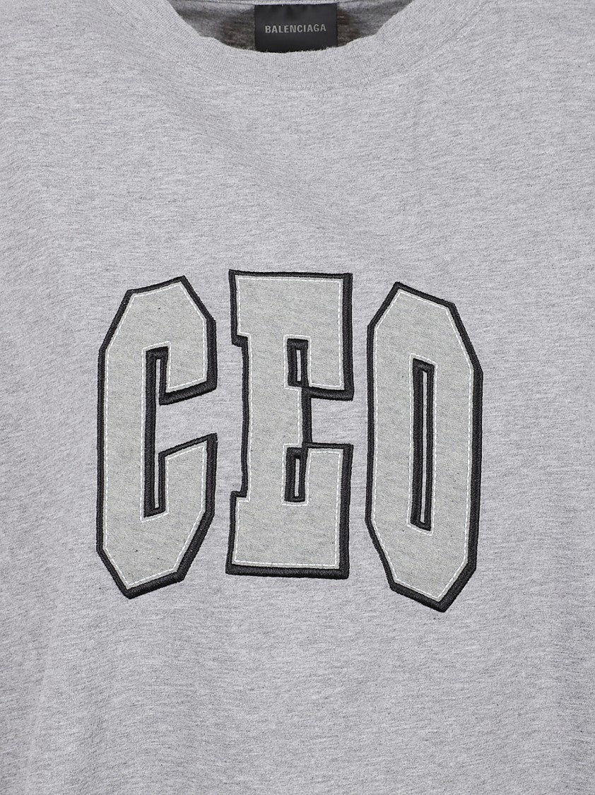 Balenciaga Cropped Dry Jersey T-Shirt With Embroidered Logo