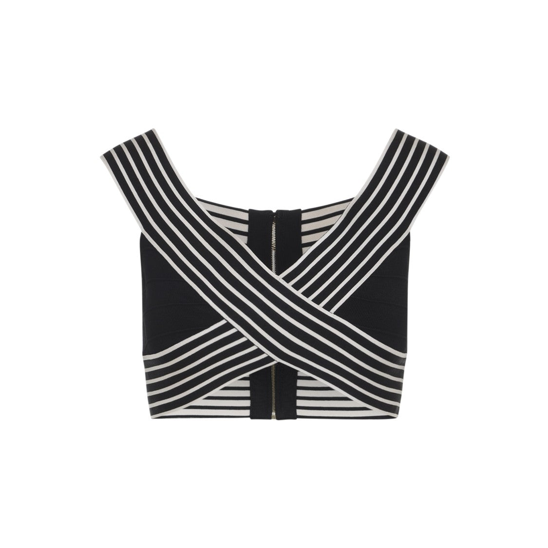 Elisabetta Franchi Cropped Top With Crisscrossing Striped Straps