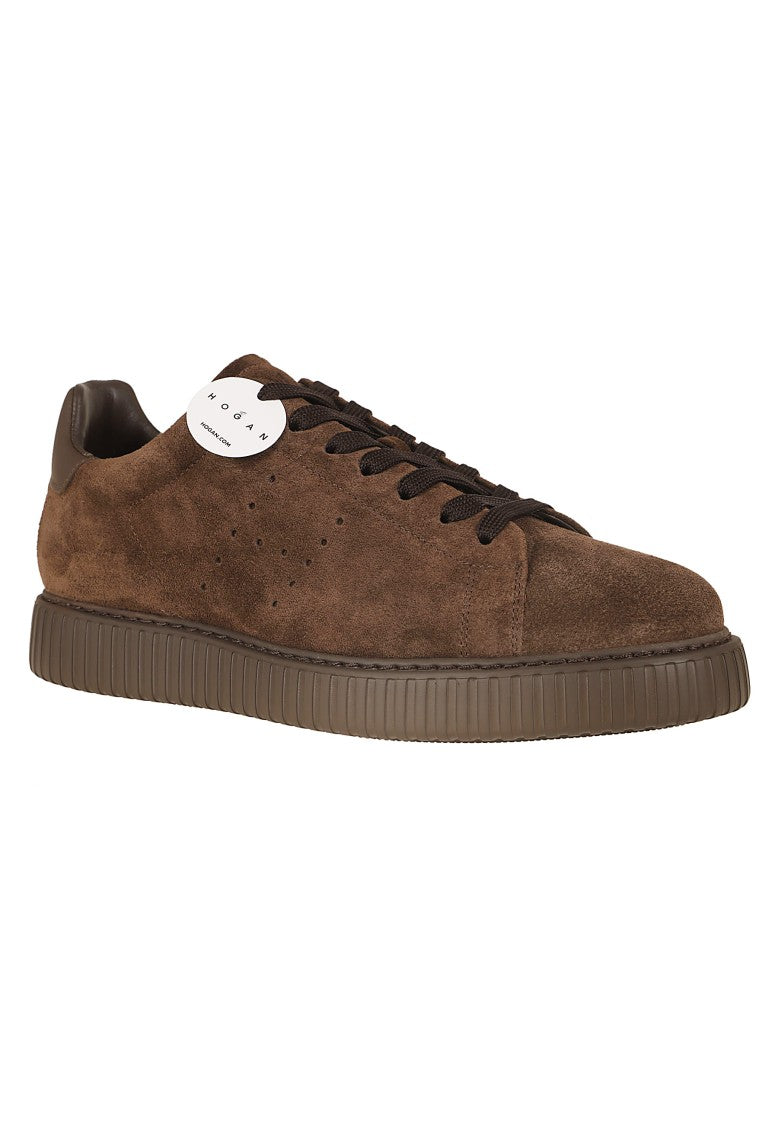 Hogan Blue H-Stripes Suede Platform Sneakers