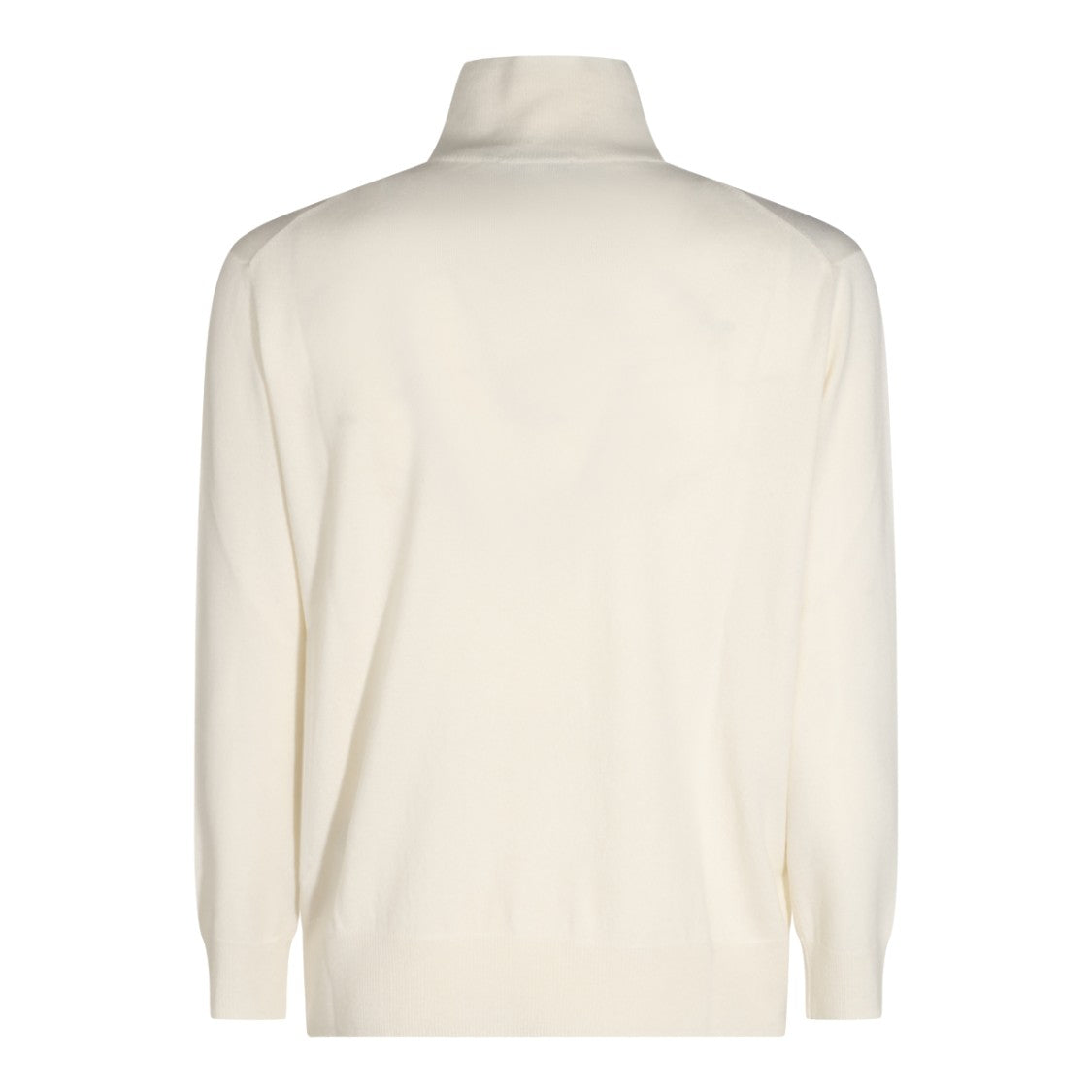Malo Cream Cashmere Turtleneck Sweater With Ribbed Details