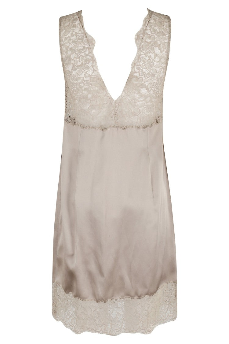 Stella Maxwell X Marella Greige Satin Slip Dress