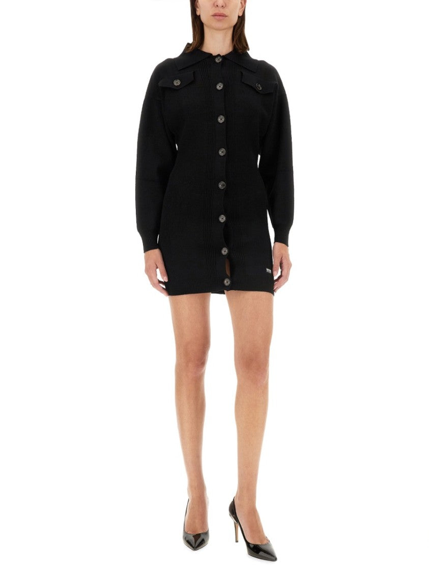 Moschino Ribbed Mini Dress With Button-Down Front