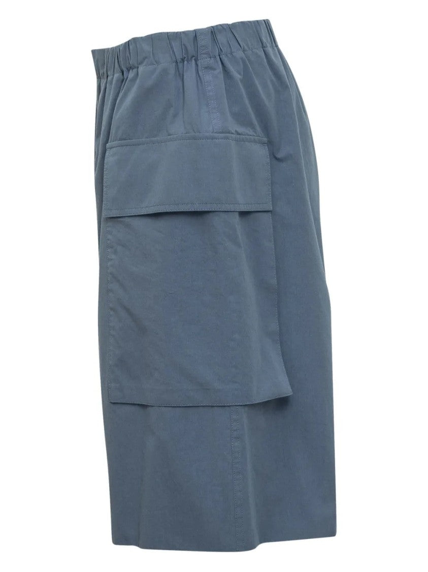 Jil Sander Blue Mid-Thigh Cotton Cargo Shorts