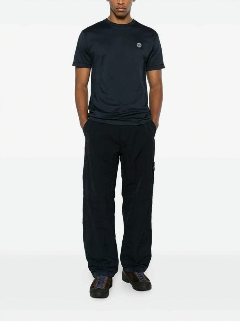 Stone Island Minimalist Black Crew Neck T-Shirt With Patch Logo