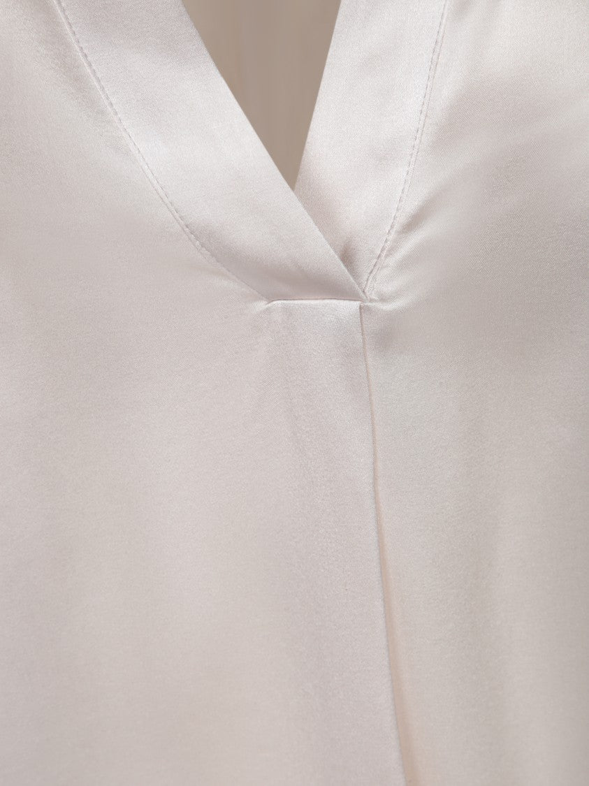 Blanca Vita Silk-Elastane Blend Top With V-Neckline