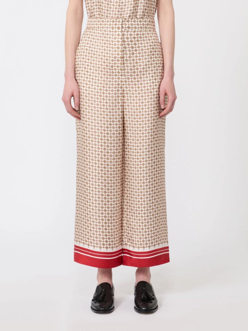 Max Mara Wide-Leg Cropped Pants With Geometric Pattern