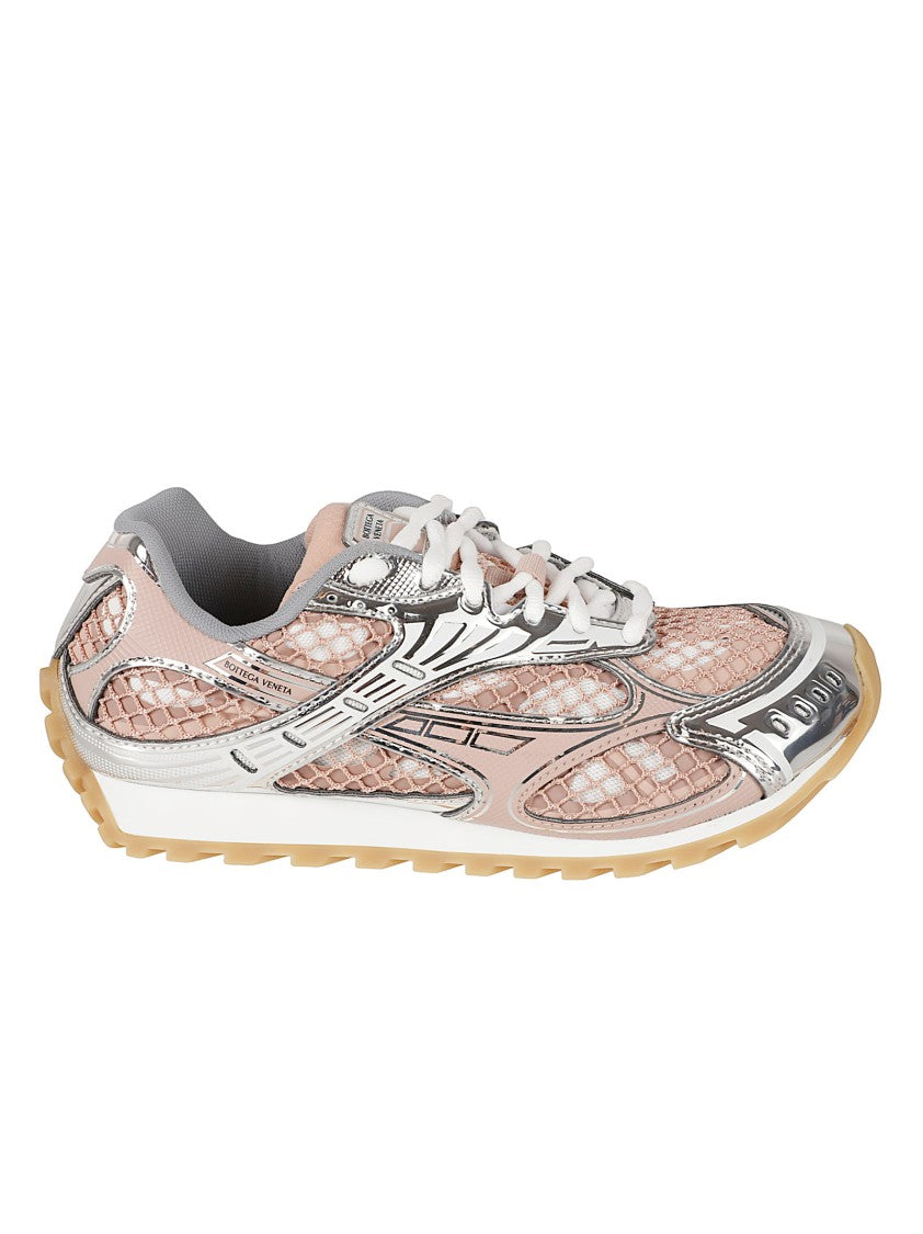 Bottega Veneta Pink Silver Textured Sneakers