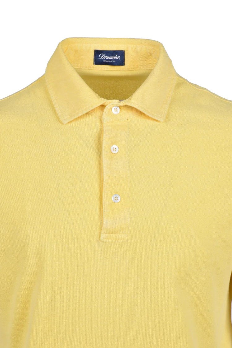 Drumohr Yellow Knitted Cotton Polo