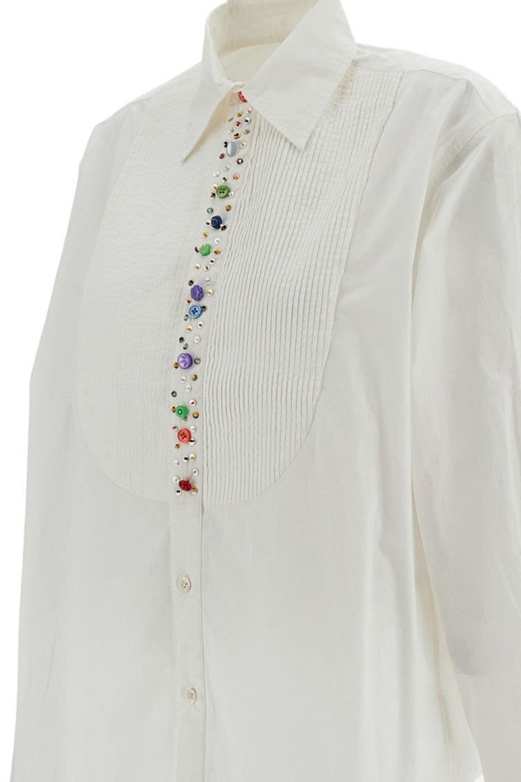 Bode New York White Button Jar Tuxedo Cotton Shirt