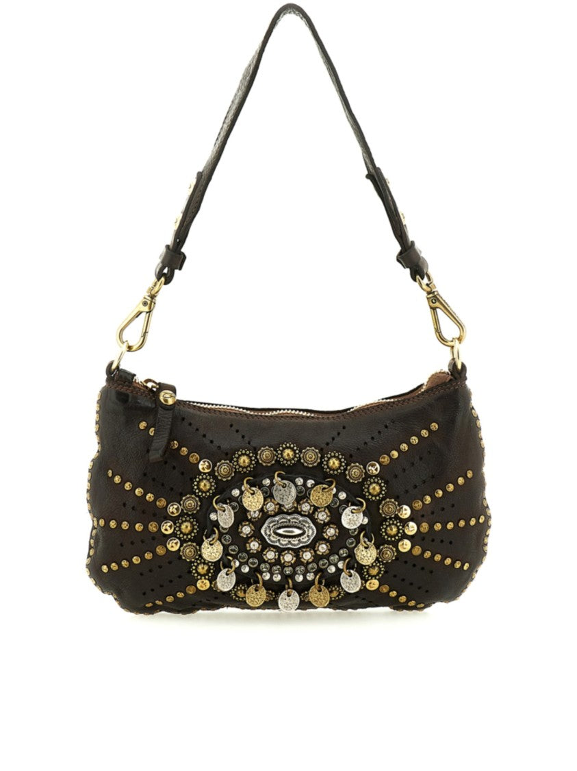 Campomaggi Dark Brown Handbag With Intricate Studded Design