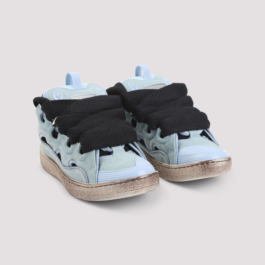 Lanvin Light Blue Suede Sneakers With Worn Vintage Aesthetic