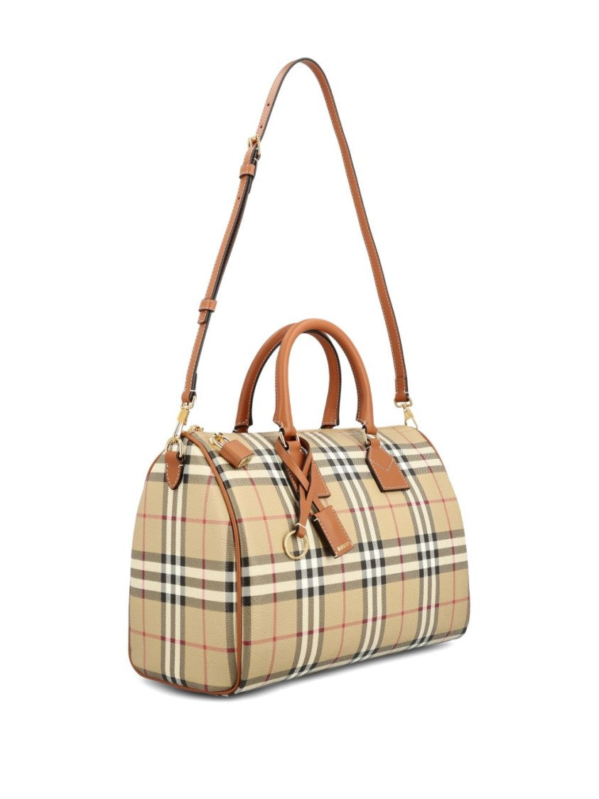 Burberry Barrel-Shaped Bag With Classic Check Pattern