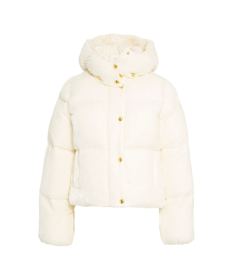 Elisabetta Franchi Cropped Velvet Puffer Jacket