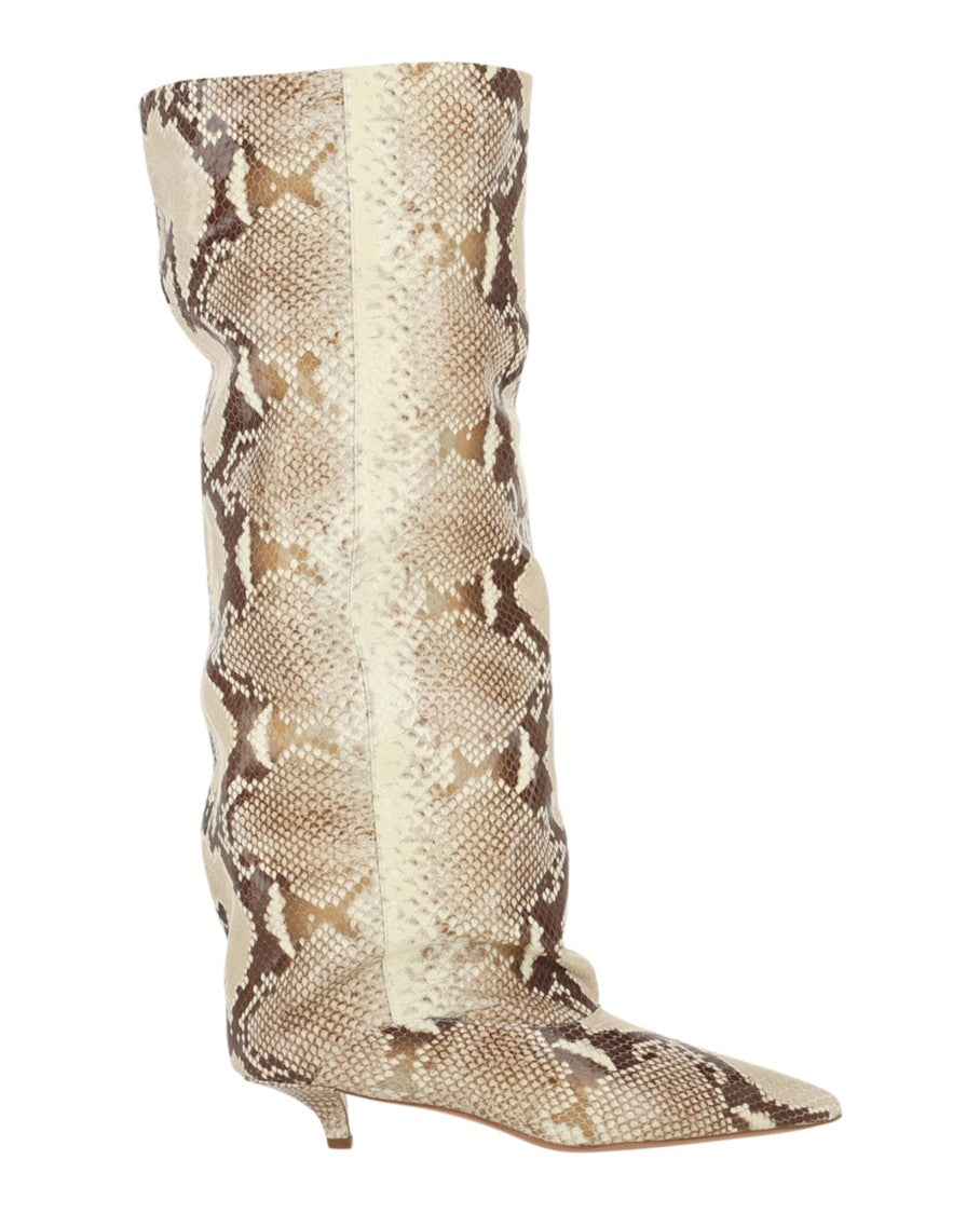 Paris Texas Ines Printed Python Knee-High Boots