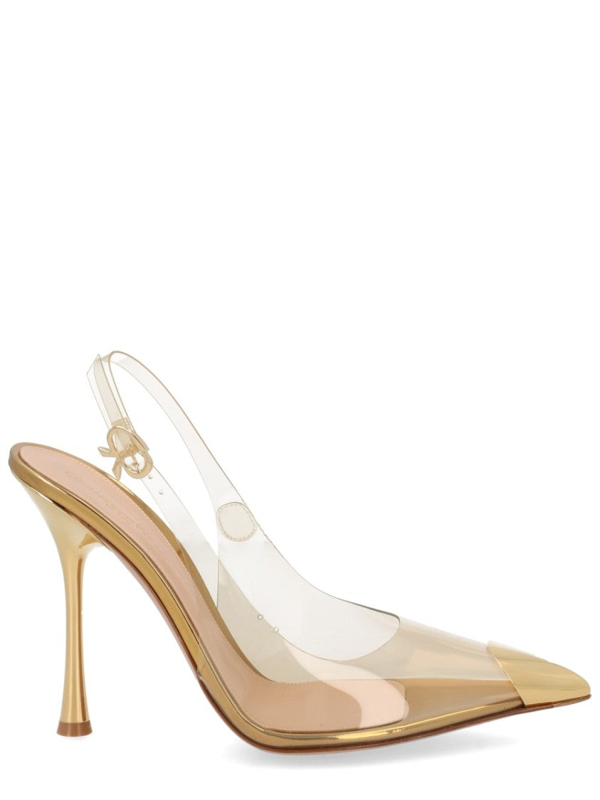 Gianvito Rossi Gold Diana Transparent Metallic Cap Pumps