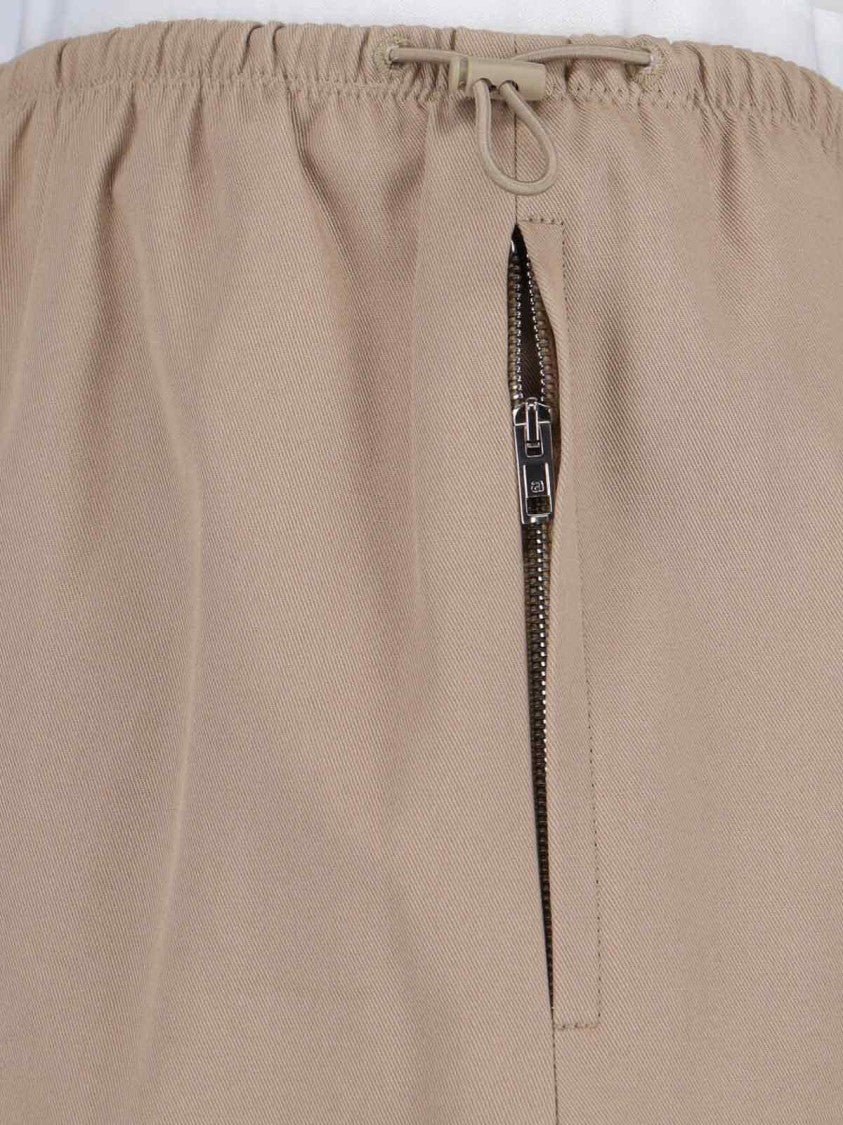 Alexander Wang Logo Skirt In Taupe Cotton, Mid-Rise