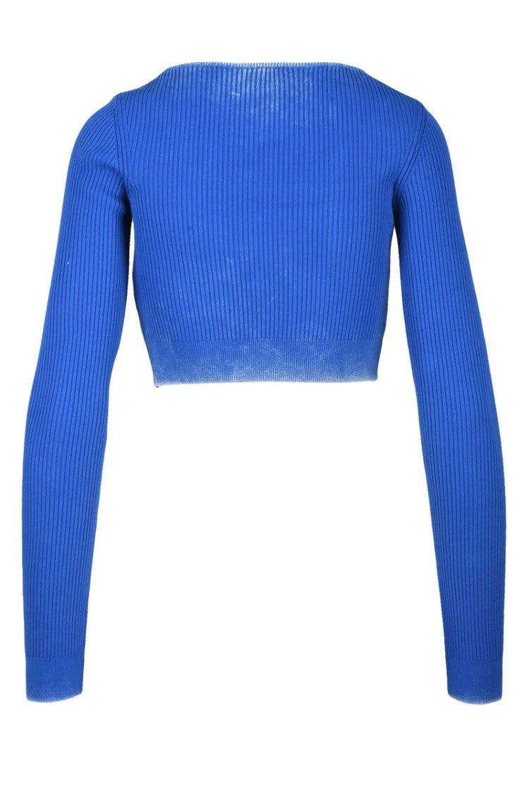 Diesel Ribbed Cropped Cardigan - Blue