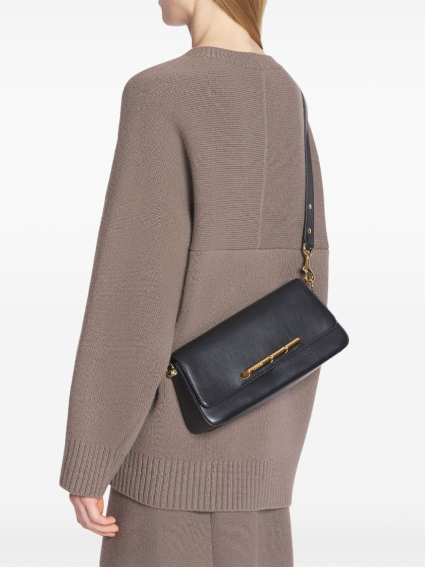 Lanvin Smooth Black Leather Foldover Bag