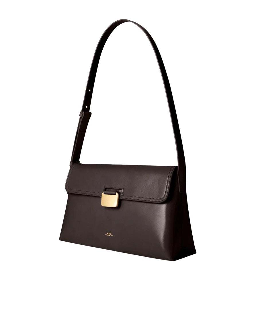 A.P.C. Dark Brown Leather Gold Hardware Shoulder Bag