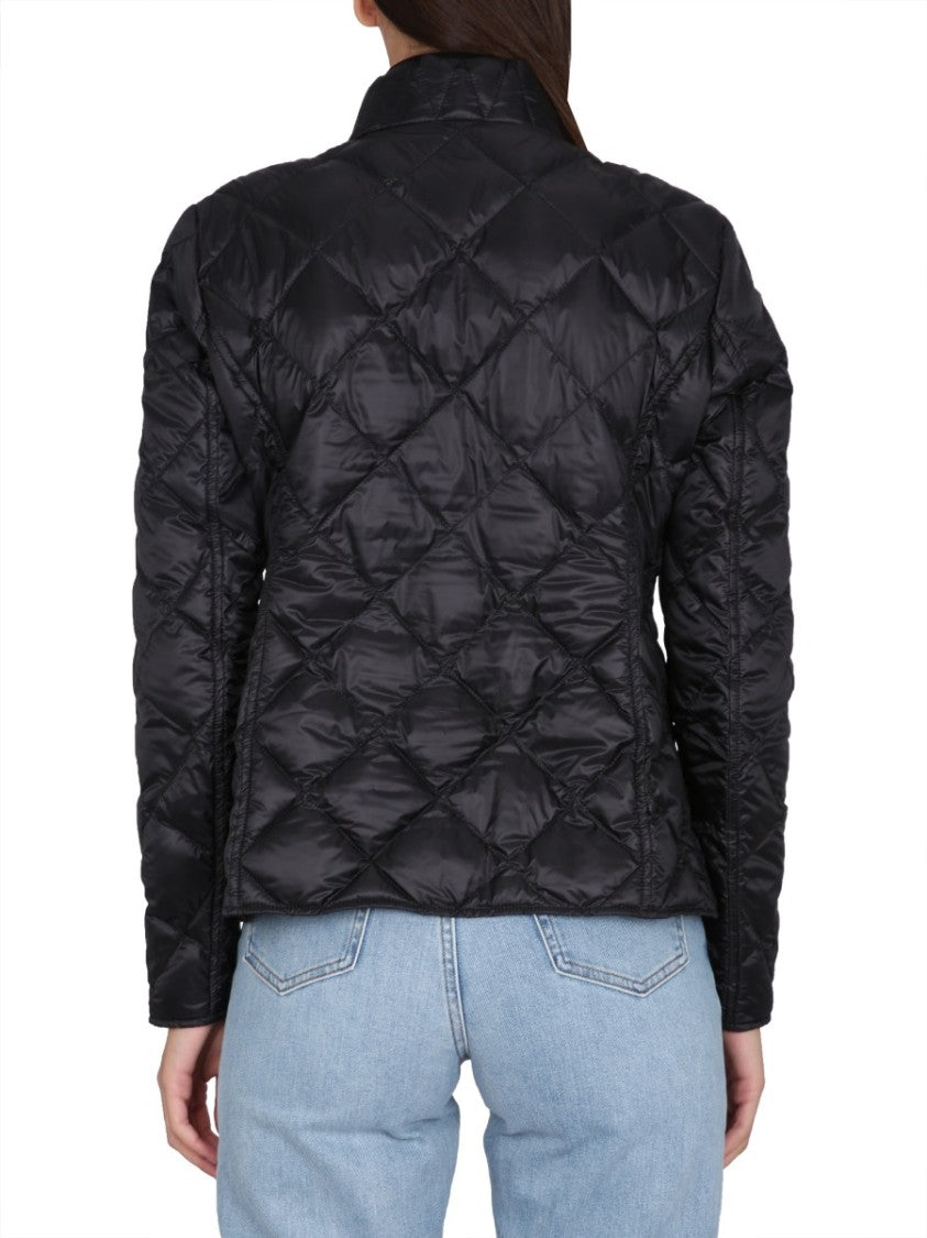 Fay Quilted Black Down Jacket With High Collar