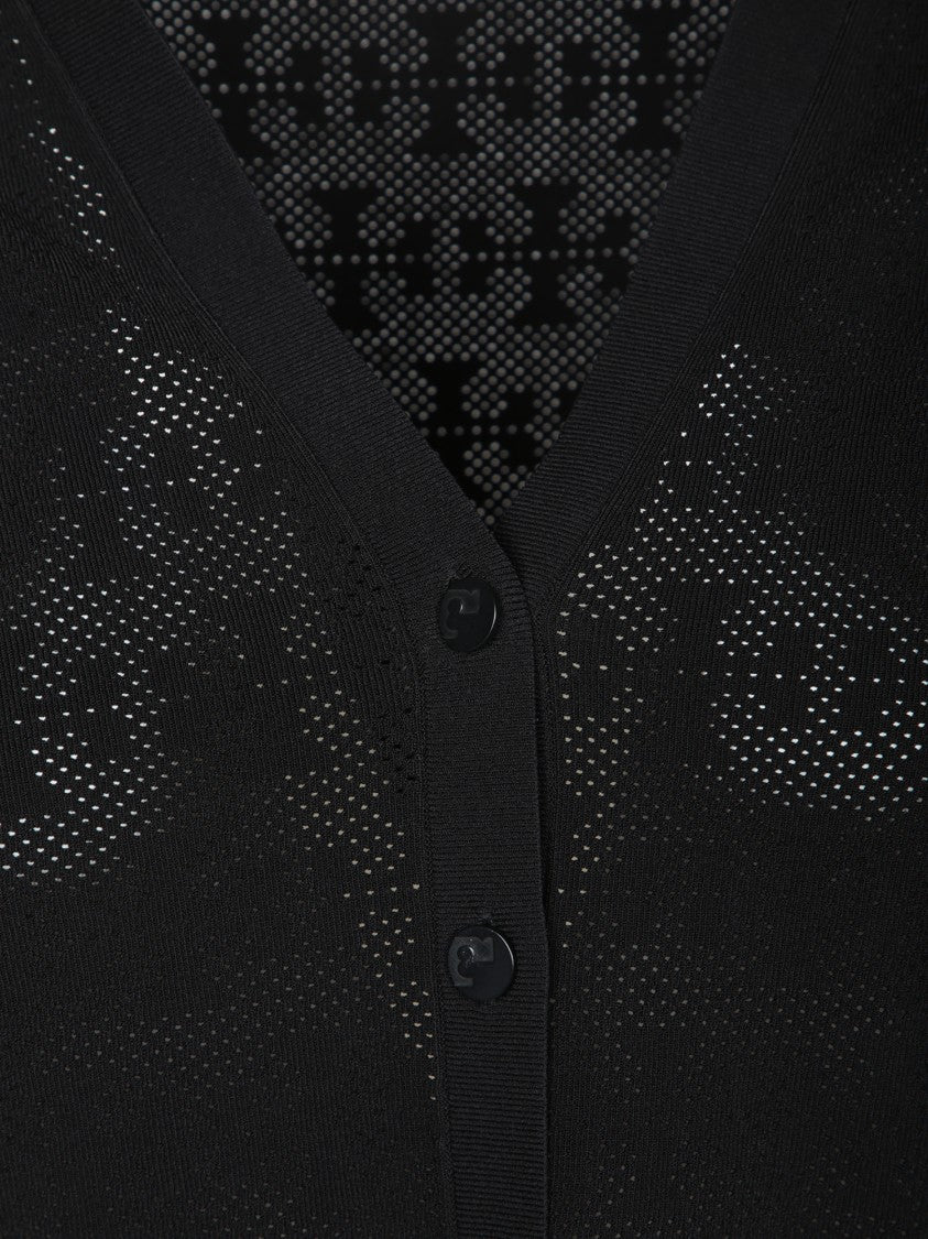 Tory Burch Semi-Sheer Knit Black Cardigan