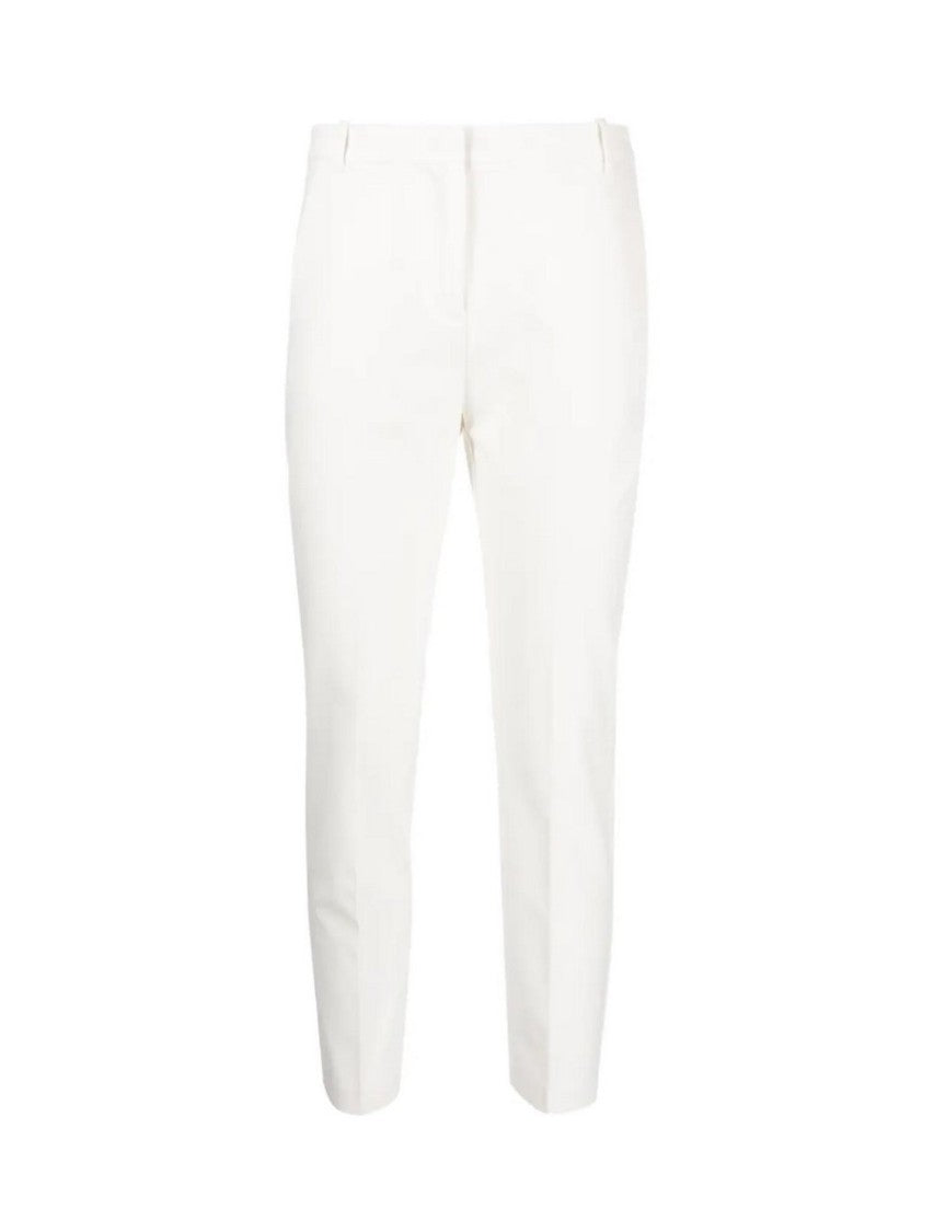 Pinko Cropped White Trousers Slim Tailoring Detailing