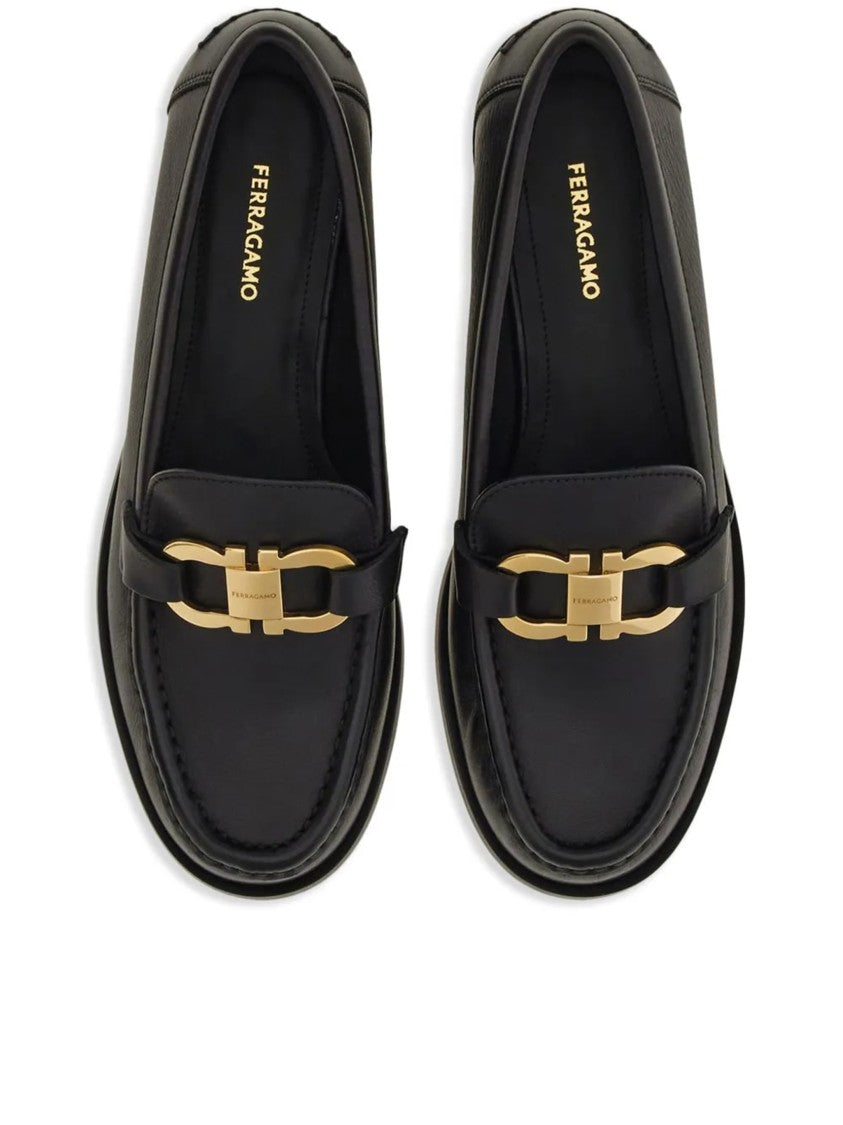 Salvatore Ferragamo Black Maryan 2 Vegetable-Tanned Leather Moccasins