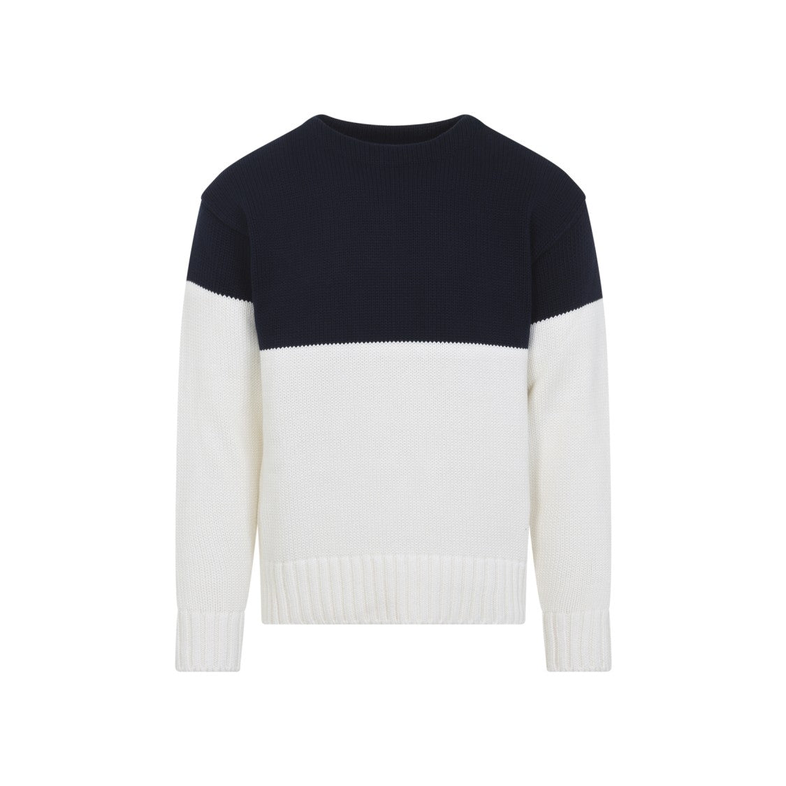 Ralph Lauren X Purple Label Color-Block Cotton Sweater With Crew Neckline