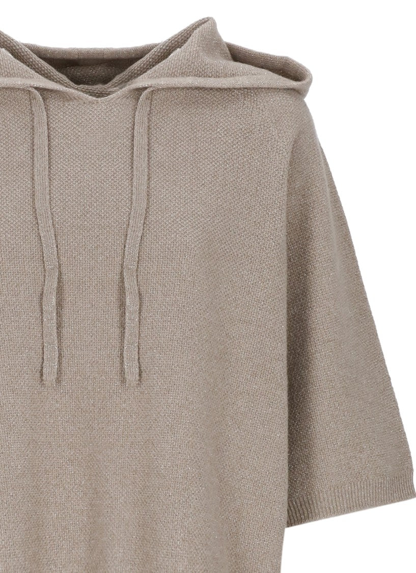 Fabiana Filippi Brown Hooded Wool Lurex Cape