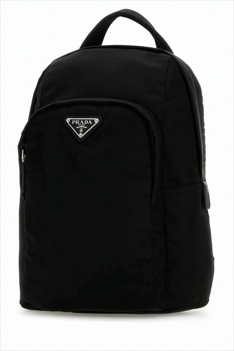 Prada Compact Black Backpack With Minimalist Design