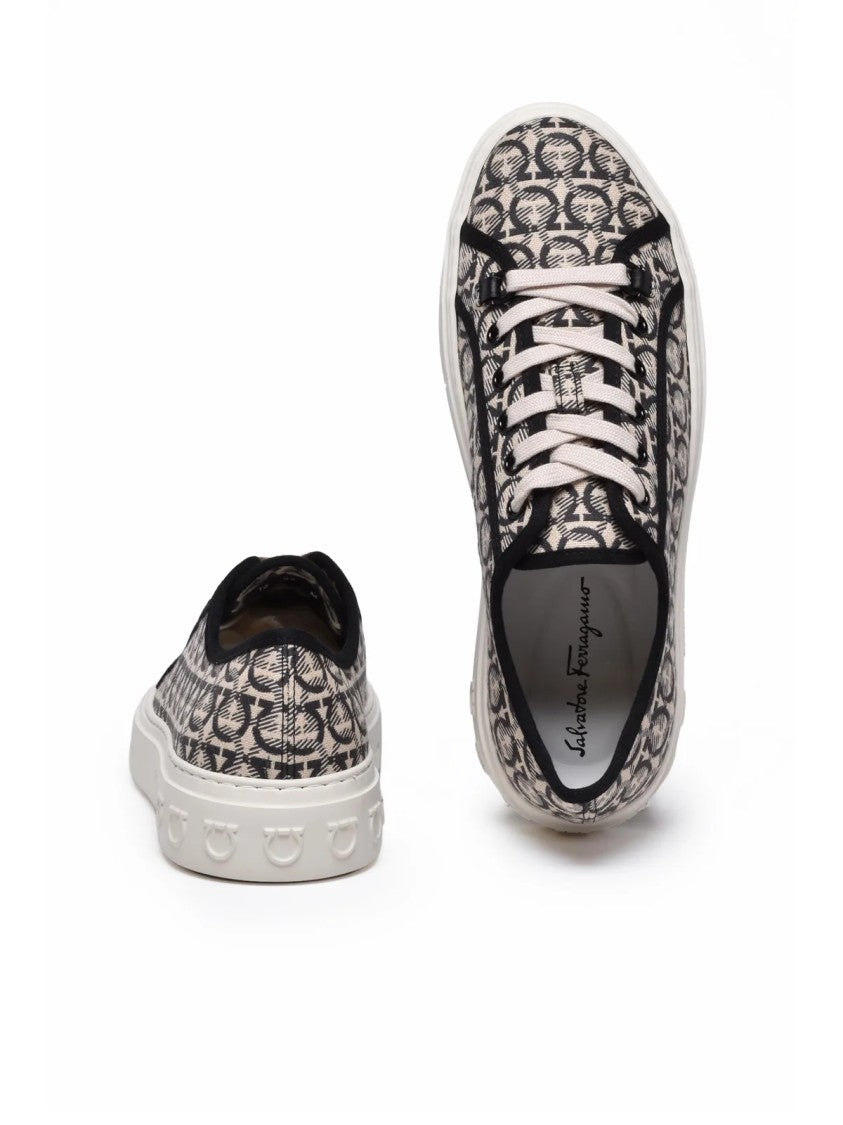 Salvatore Ferragamo Anson Canvas Sneaker - Black/Beige