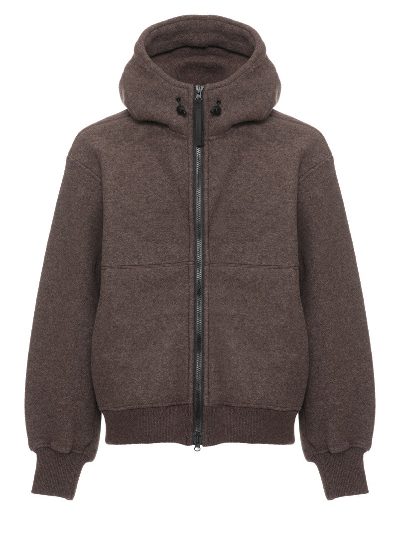 Canada Goose High-Neck Brown Jacket With Adjustable Hood And Textured Finish