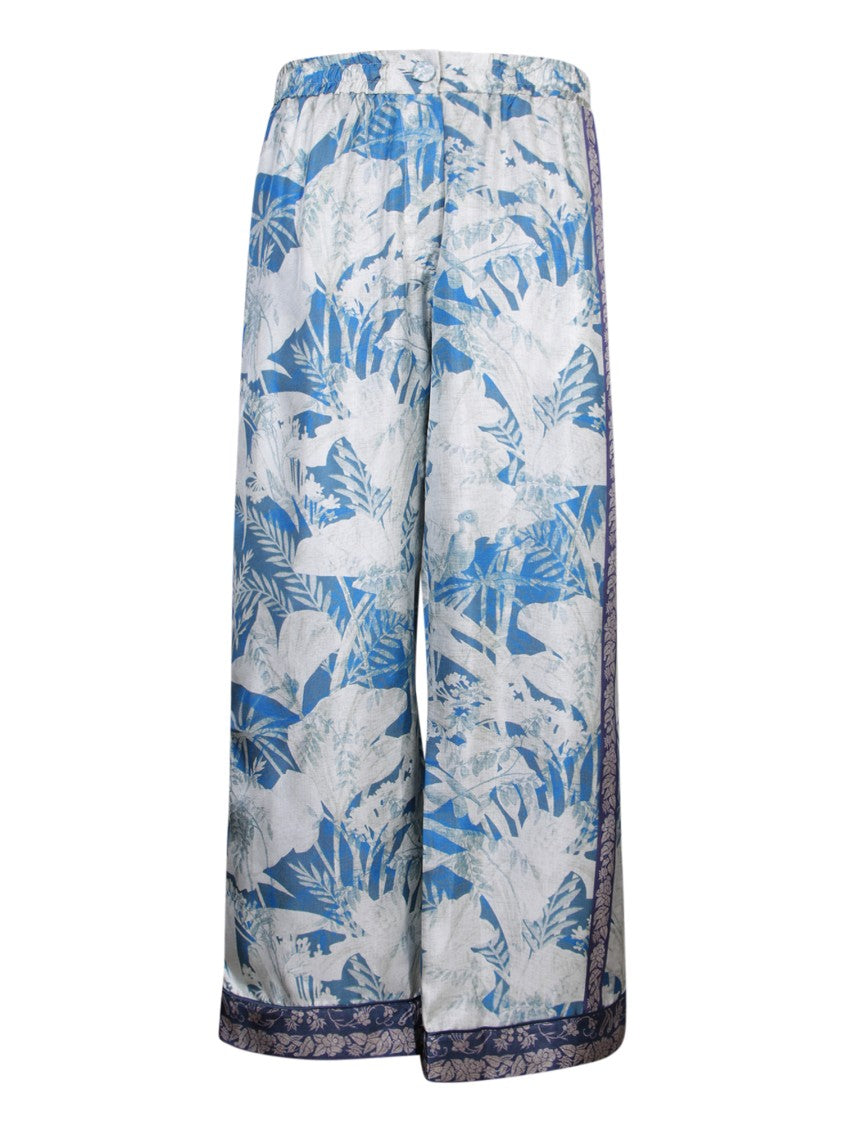 Pierre-Louis Mascia Silk Wide-Leg Trousers With Elasticated Waistband And Button Fastening