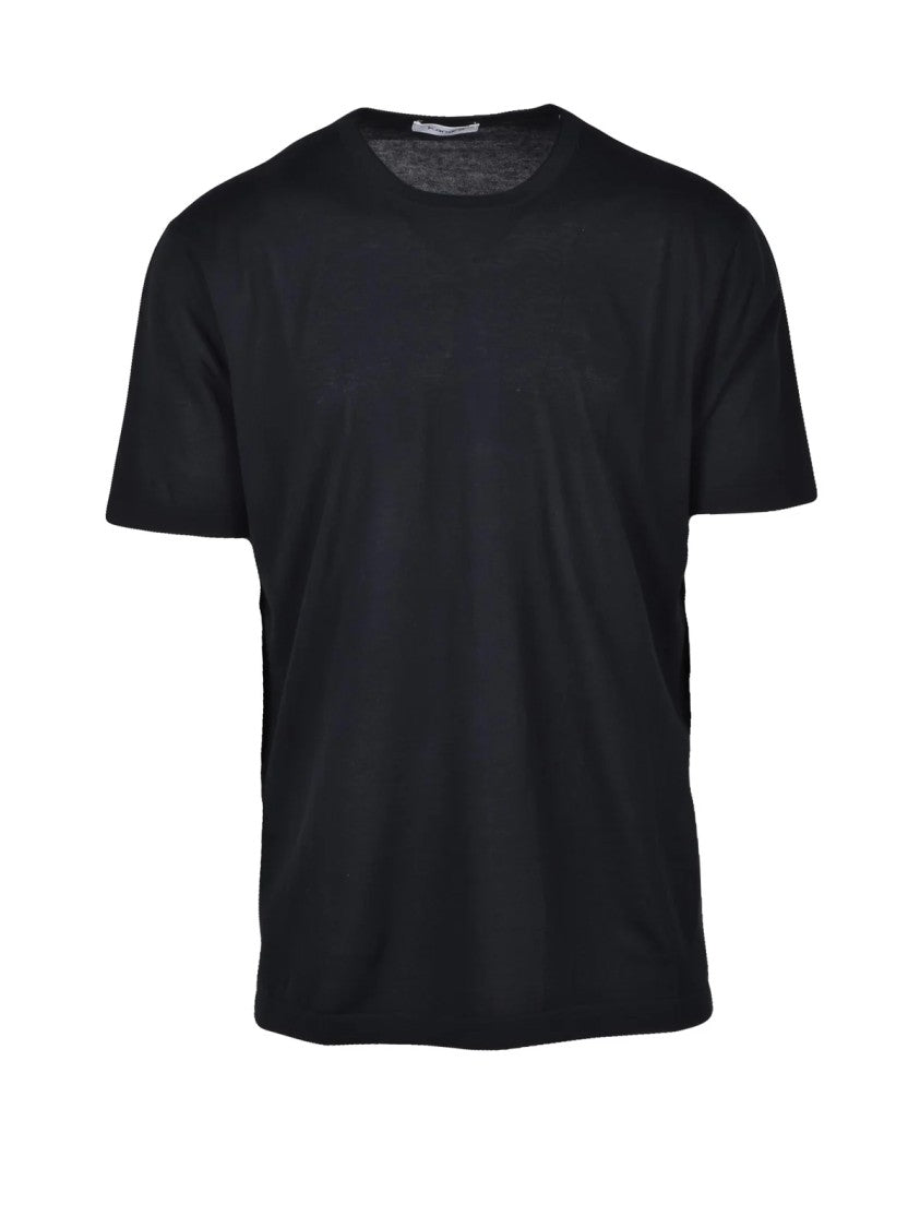 Kangra Black Knit Cotton T-Shirt