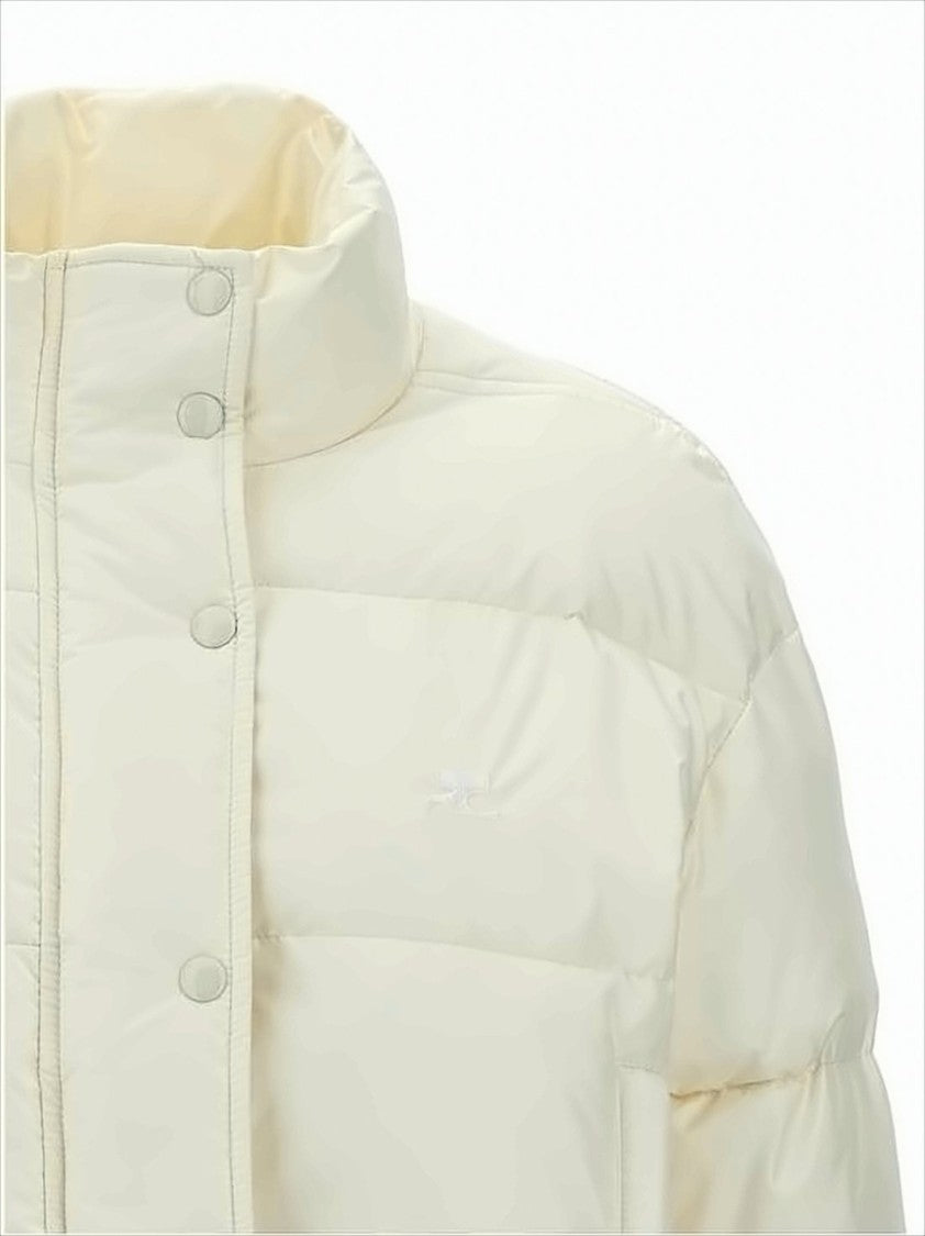 Courrèges Cropped Puffer Jacket With High Stand Collar And Snap Button Closure