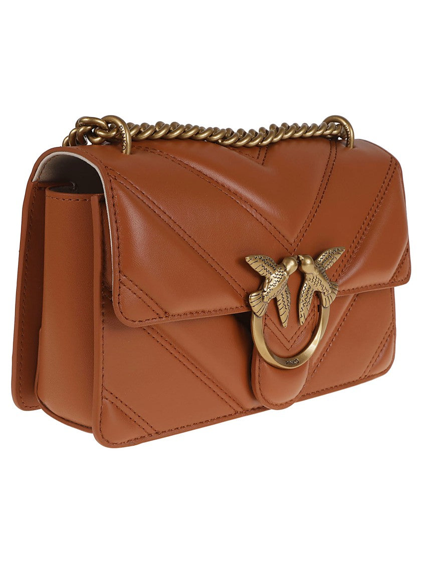 Pinko Chevron Pattern Nappa Leather Crossbody Bag