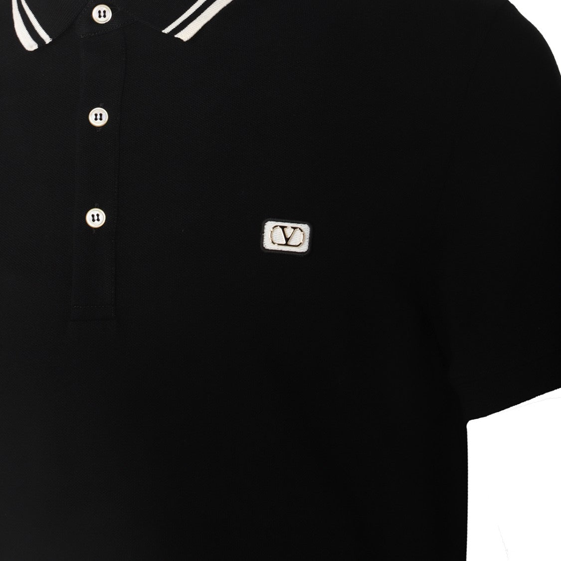 Valentino Black Cotton Logo Polo Shirt