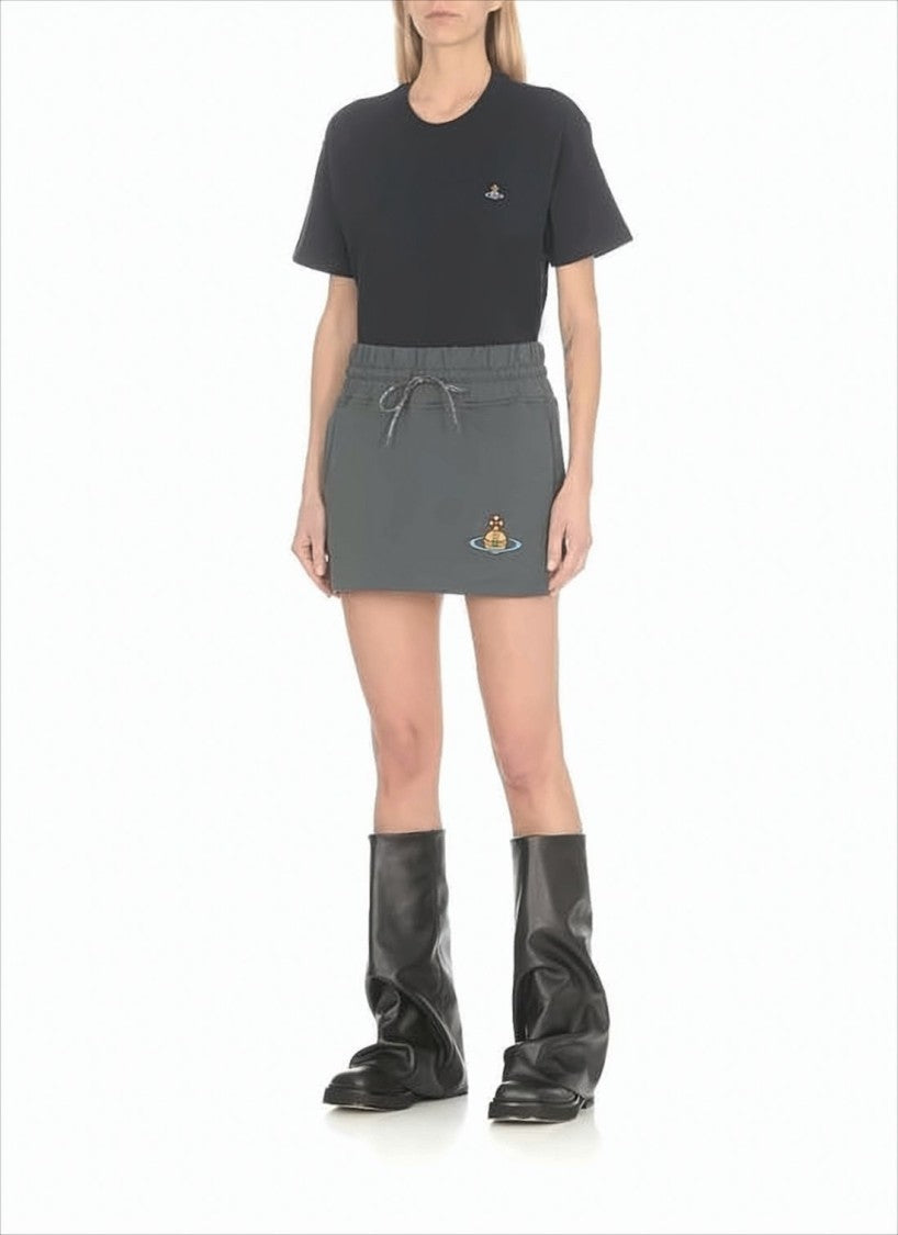 Vivienne Westwood Mini Skirt With Adjustable Drawstring And Embroidered Emblem