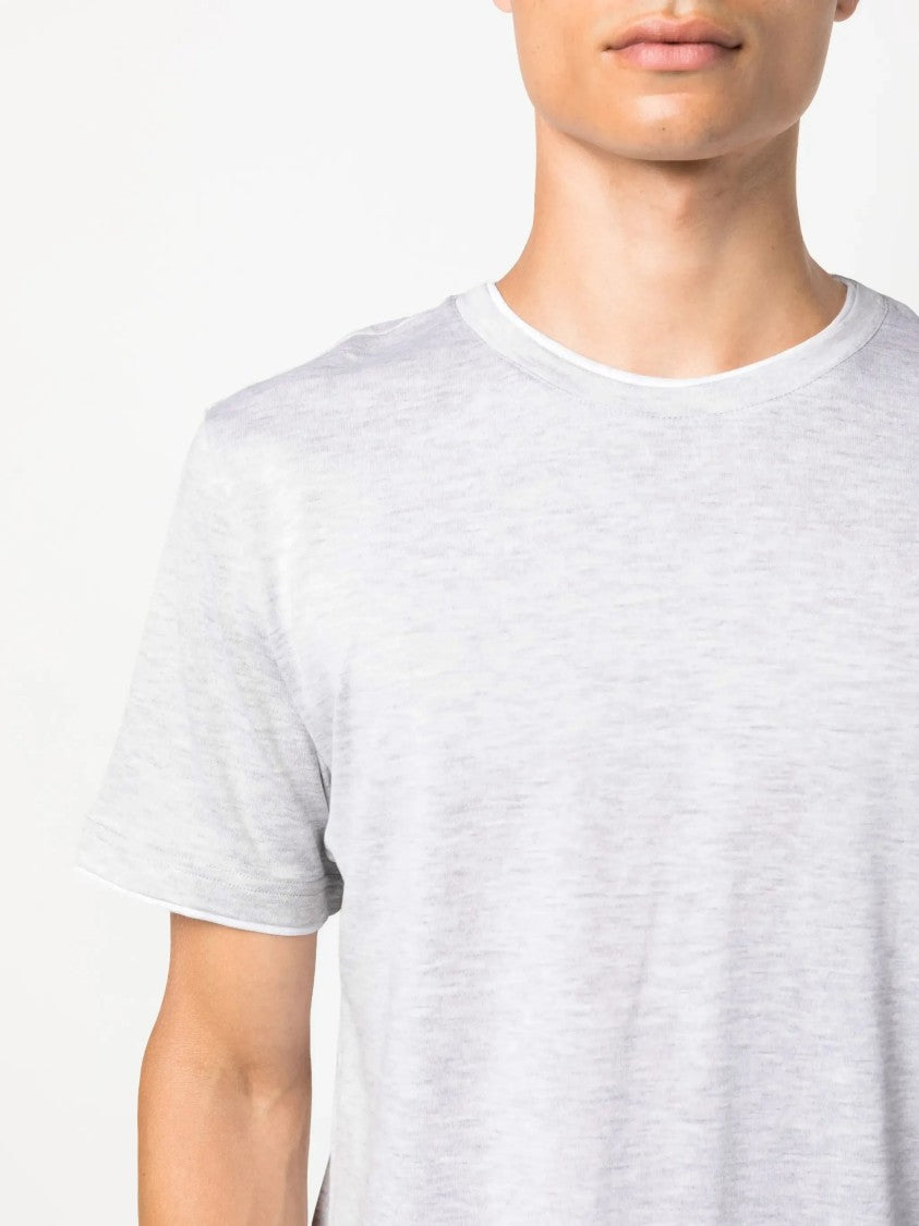 Eleventy Classic White Heathered Cotton T-Shirt