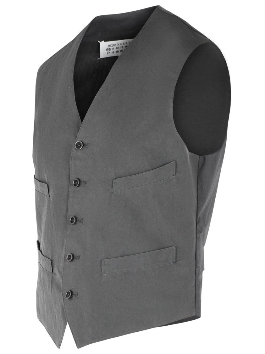 Maison Margiela Grey Cotton And Silk Vest