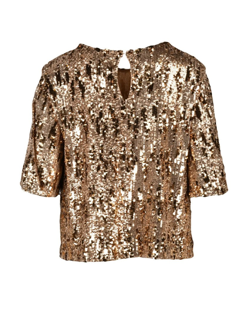 Aniye By Gold Sequin Cropped Top