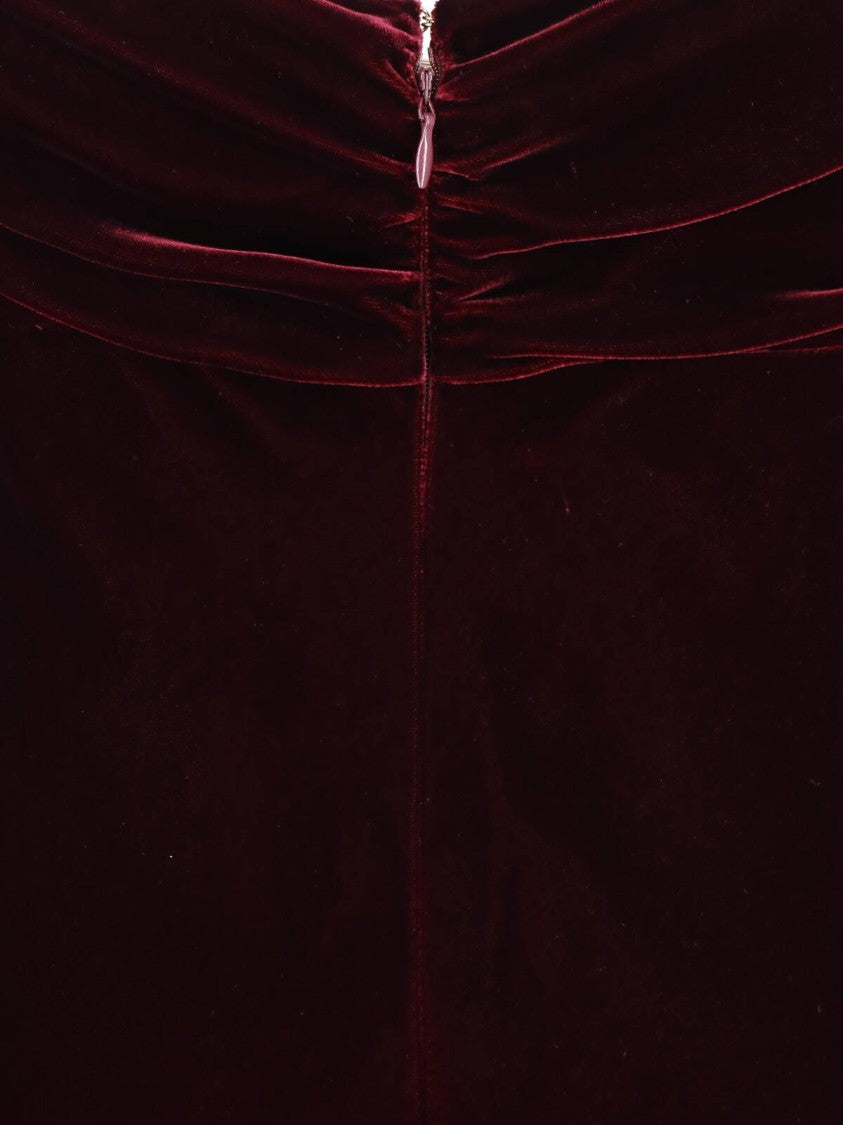 Giorgio Armani Bordeaux Bustier Structured Velvet Evening Dress