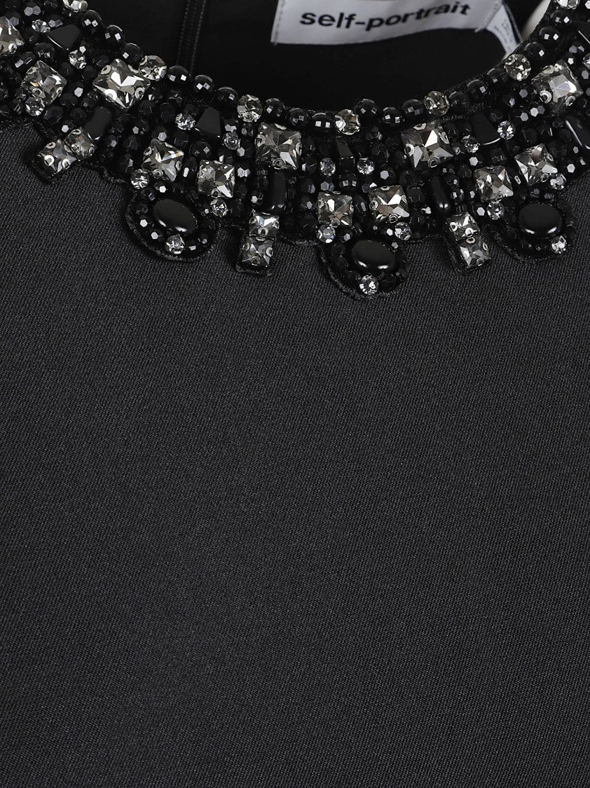 Self-Portrait Sleeveless Taffeta Jacket With Beaded Embellishments