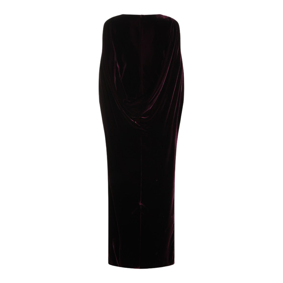 Alberta Ferretti Floor-Length Velvet Dress With High Neckline And Draped Sleeves